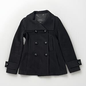 Aritzia T. Babaton Howell Peacoat XXS Black Wool Cashmere Coat Felt